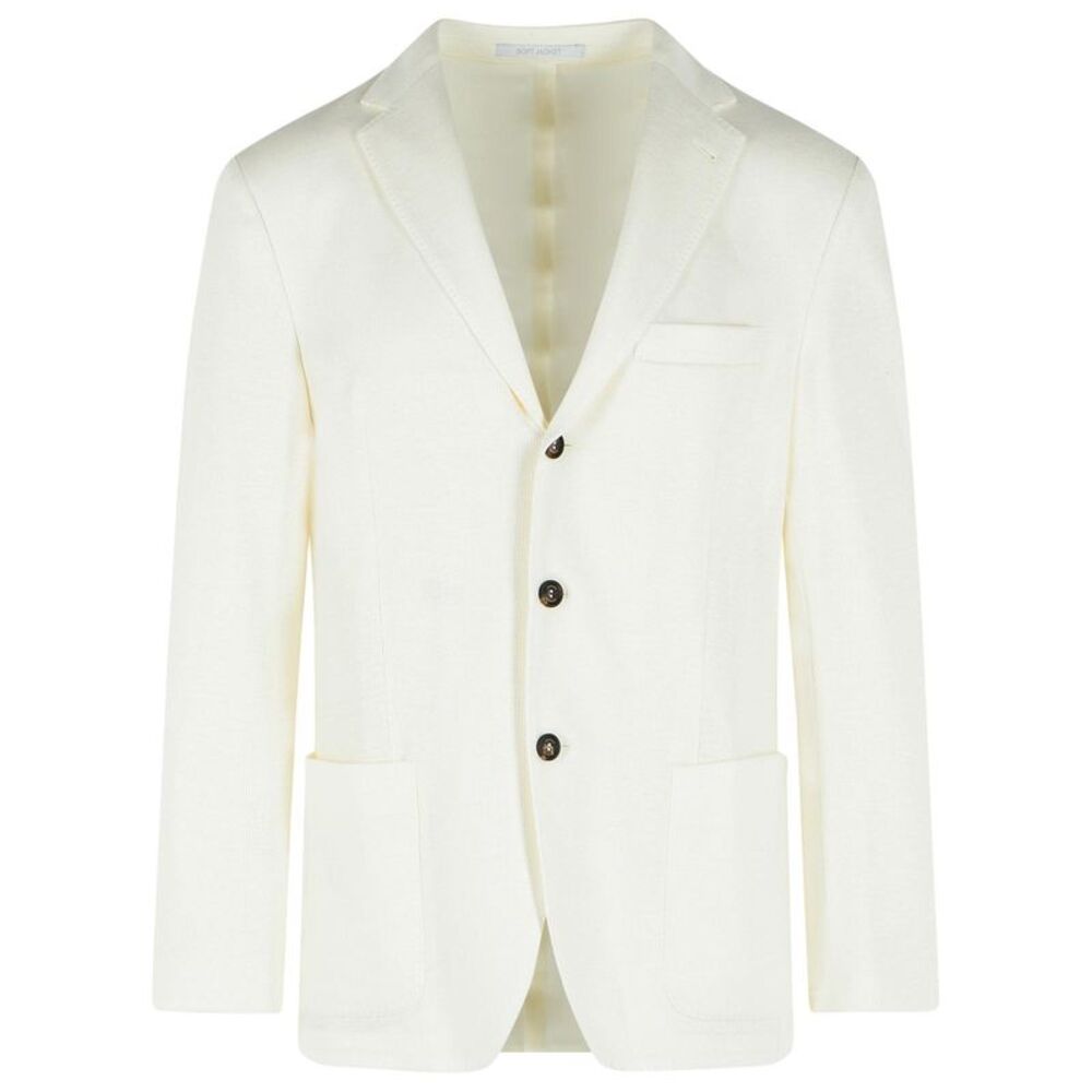 Eleventy Blazer In White Linen Blend Men
